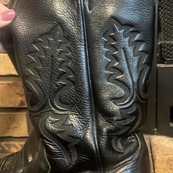 Panhandle‎ Slim Black Leather Men’s Cowboy Boots Size 9 - Picture 5 of 11